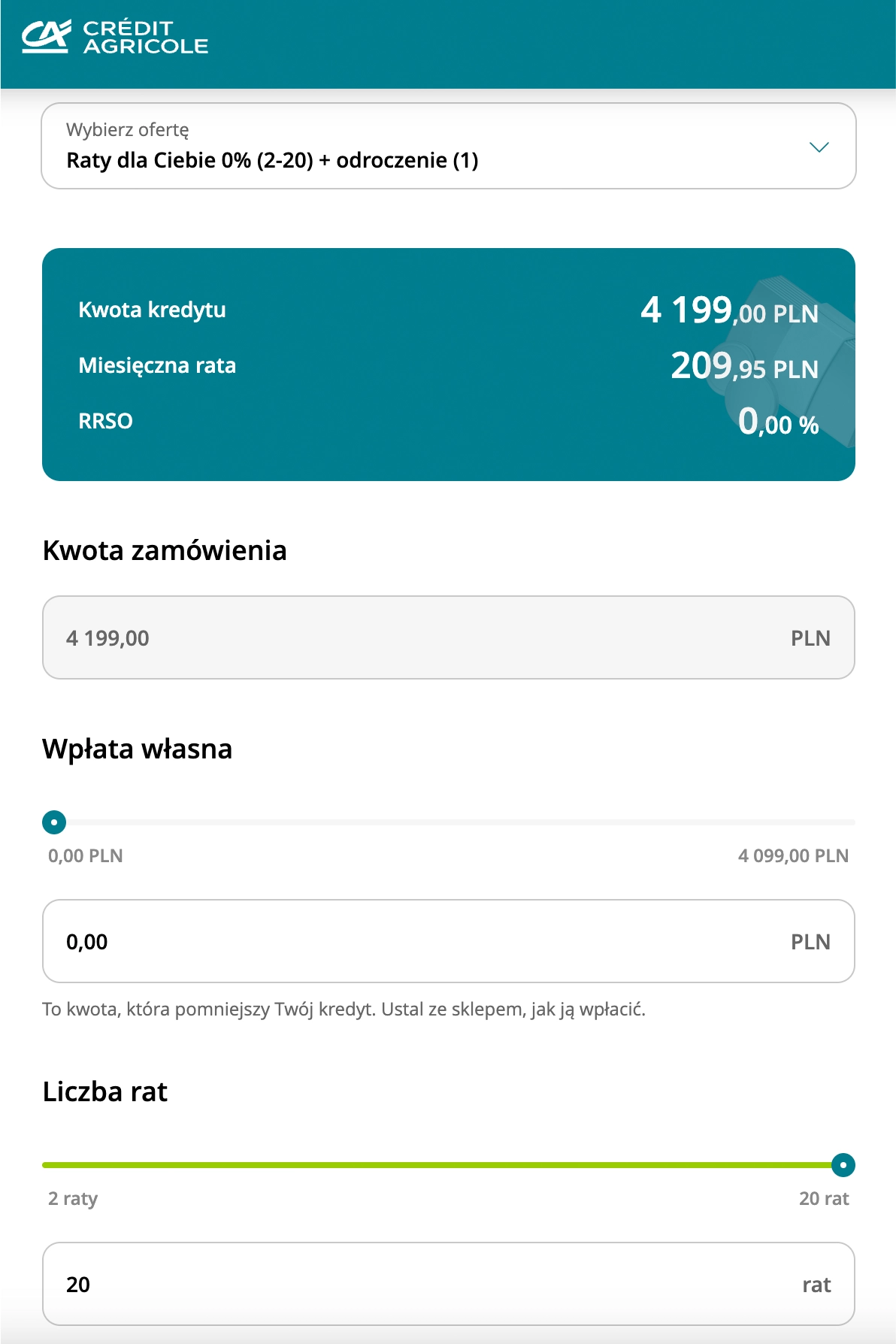 Sprawdź wysokość raty