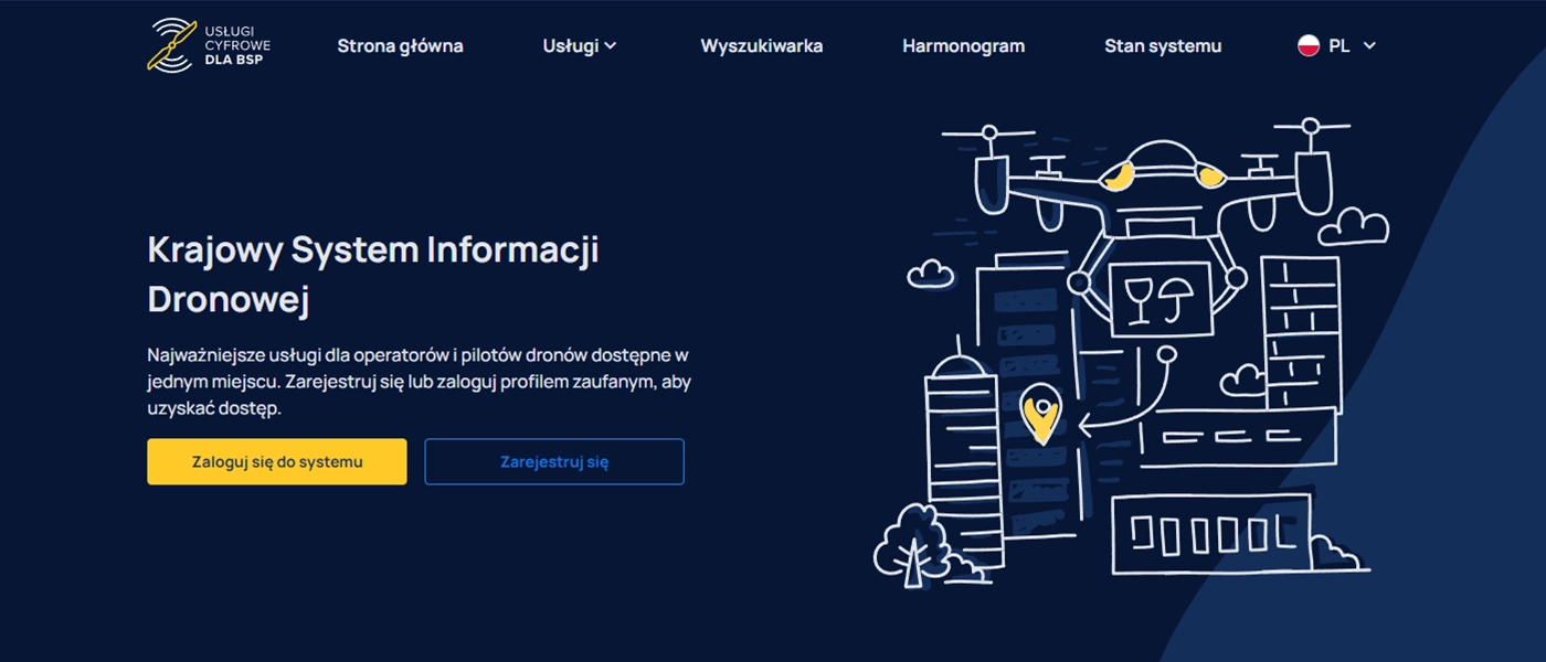 Wejdź na stronę Krajowego Systemu Informacji Dronowej