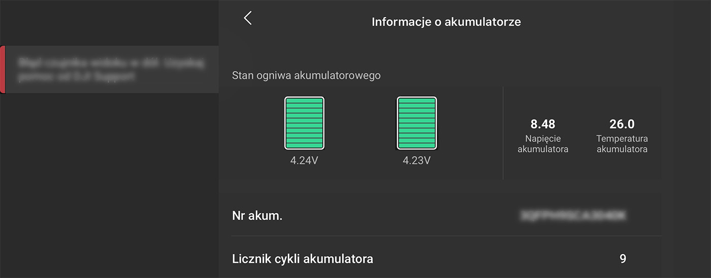 bateria dji sprawdzanie stanu aplikacja