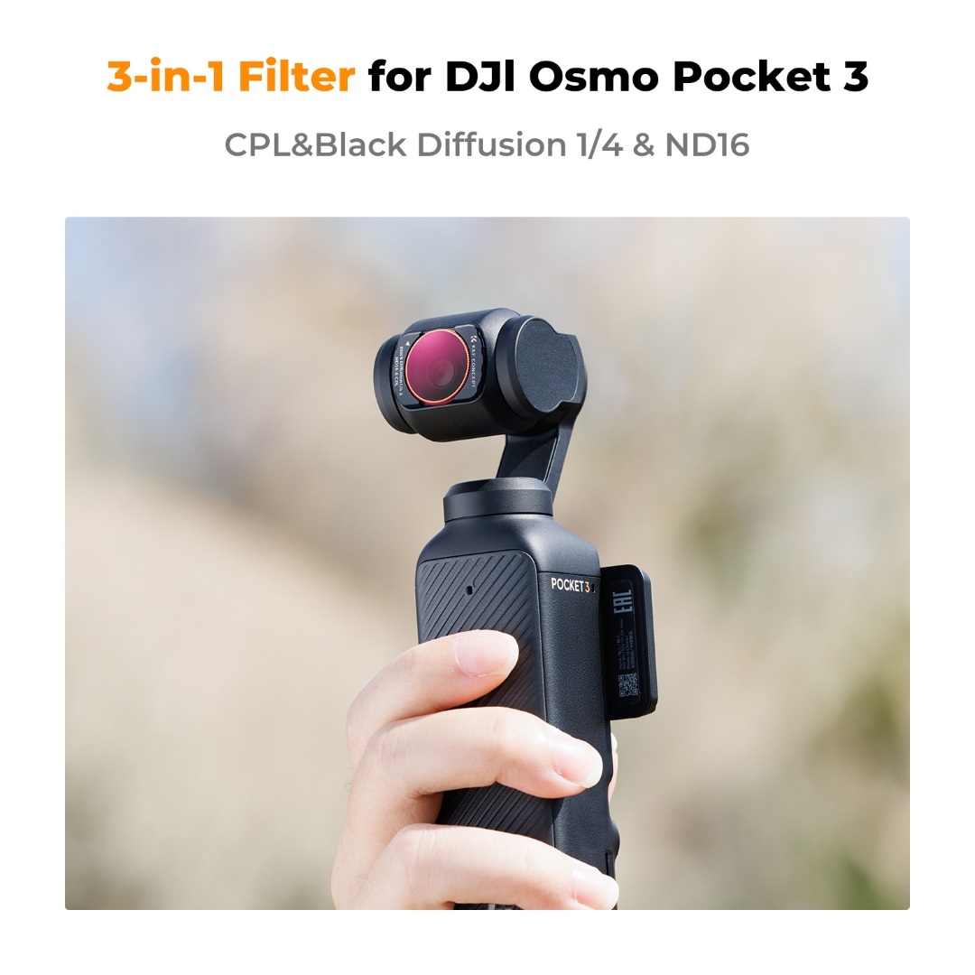 Filtr 3 w 1 CPL+Black Mist 1/4+ND16 K&F Concept do kamery DJI Osmo Pocket 3 2_MegaDron