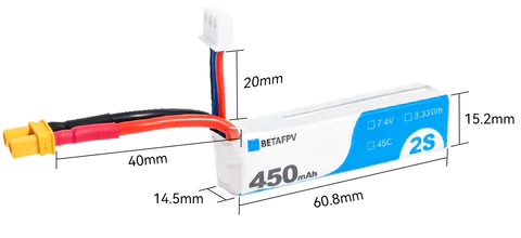 BETAFPV 350mAh 2s XT30 Lipo Battery (2 Pcs) – Redux Air