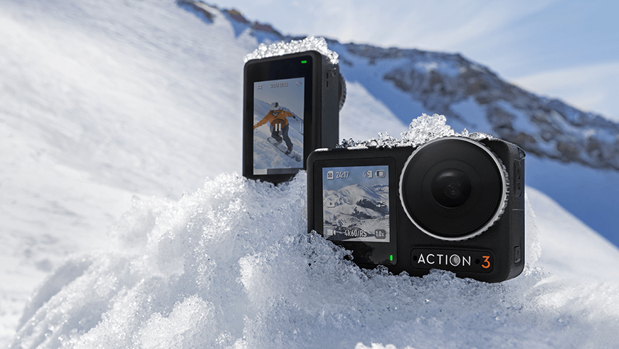 dji osmo action 3 in the snow