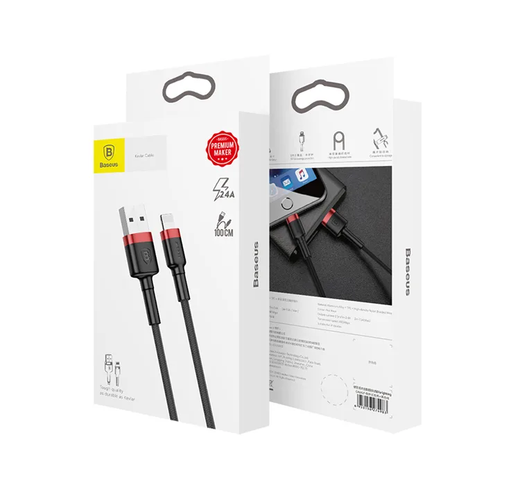 Кабель USB Baseus Cafule 2.4A 0.5m Lightning (чорно-червоний)