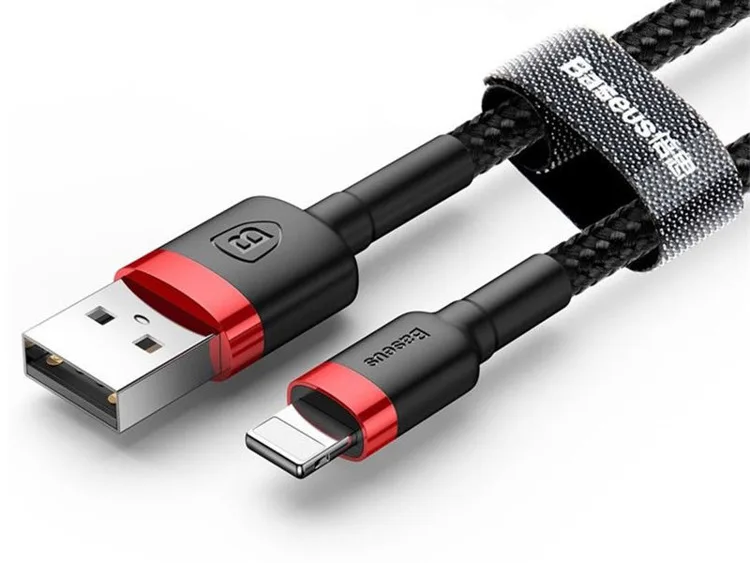 Кабель USB Baseus Cafule 2.4A 0.5m Lightning (чорно-червоний)