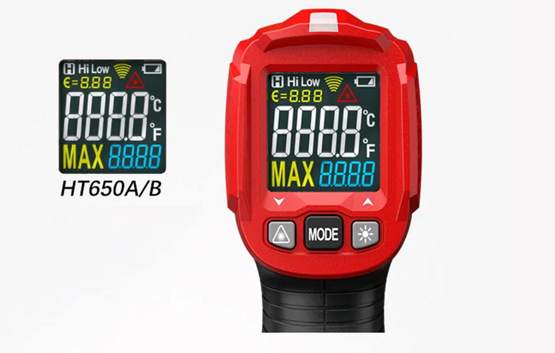 Kolorowy wyświetlacz LCD termometru Habotest HT650B