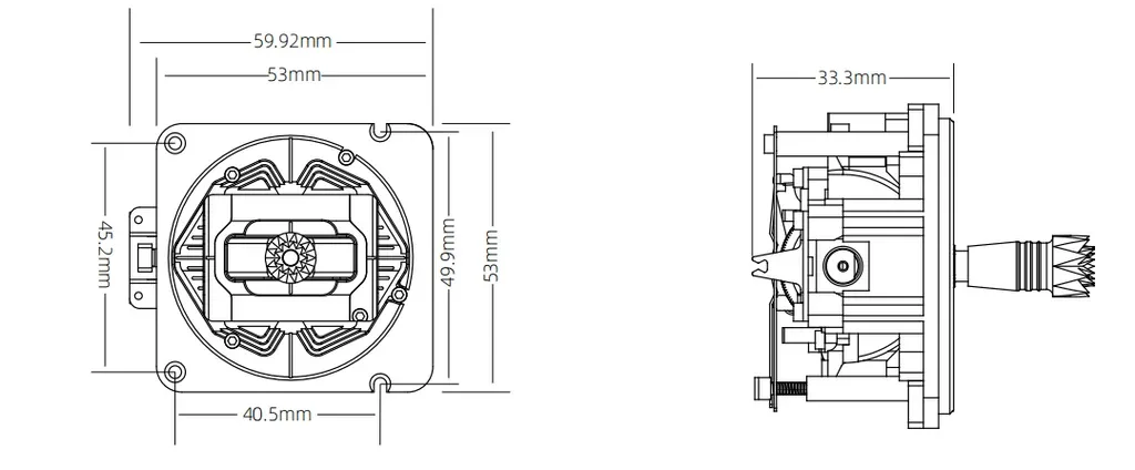 AG01 CNC indoor gimbal (hollow shaft version) Size