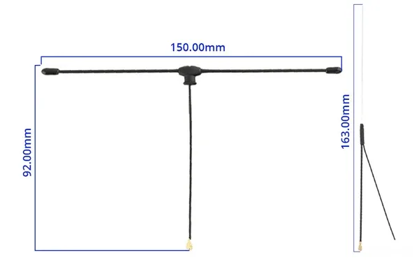 RadioMaster UFL 915 MHz T and Y antenna for BR series receivers