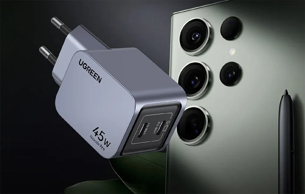 Настінний зарядний пристрій Ugreen Nexode Pro 45 Вт, 2x USB-C (сірий)