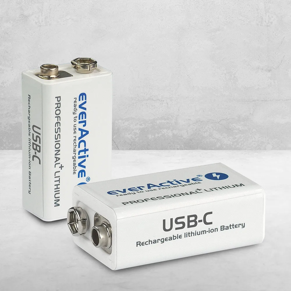 everActive 9V Li-ion rechargeable battery close-up