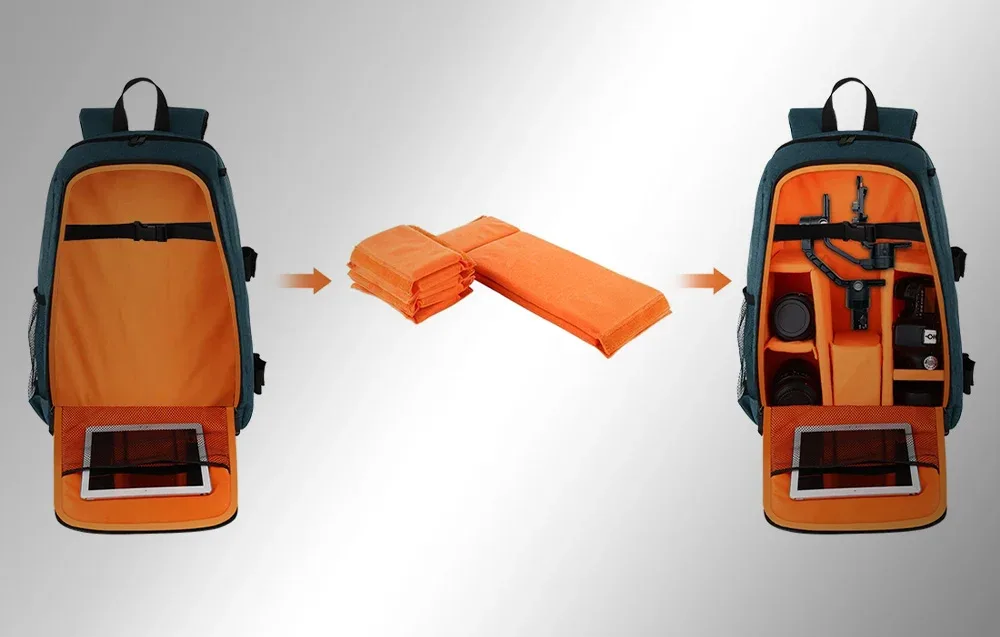 Interior storage of the PULUZ PU5011L camera backpack