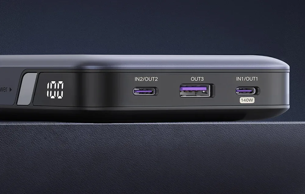 Повербанк 25000mAh Ugreen PB205, USB + 2x USB-C, 145W PD (сірий)