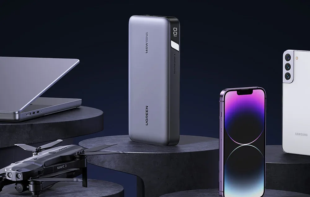 Повербанк 25000mAh Ugreen PB205, USB + 2x USB-C, 145W PD (сірий)
