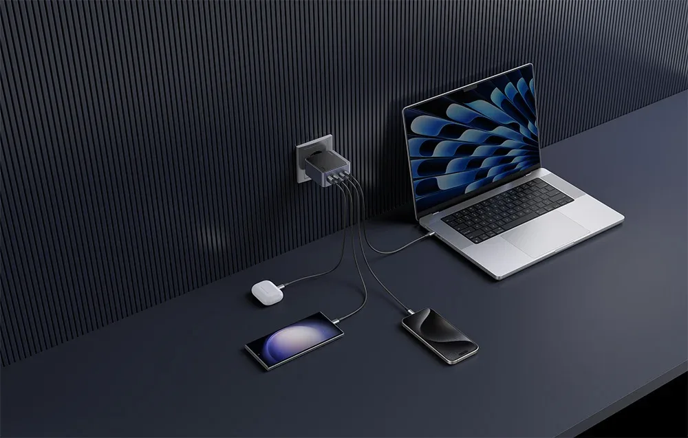 Мережевий зарядний пристрій Ugreen Nexode Air 100W, 3x USB-C, USB (сірий)
