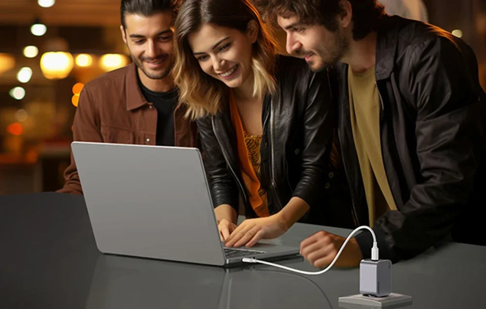 Мережевий зарядний пристрій Ugreen Nexode Pro, USB + 2x USB-C, 65W + кабель USB-C 1.5м (чорний)