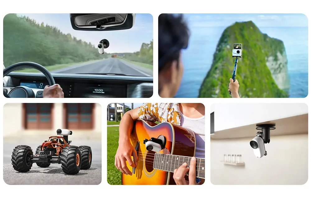 Flexible Insta360 rotating mount with universal 1/4-inch mounting point