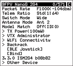 Packet rate issue example on EdgeTX with SuperG Nano