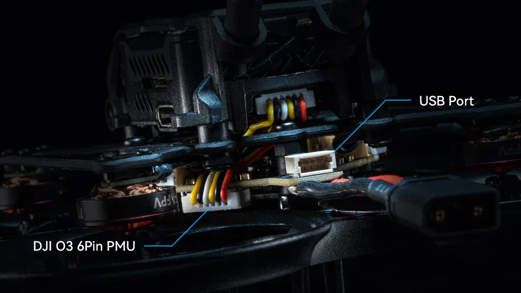 Pavo Pico frame with USB port and DJI O3 PMU module
