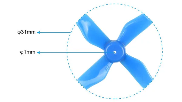 BetaFPV 31mm 4-blade propellers with 0.8mm shaft in gray