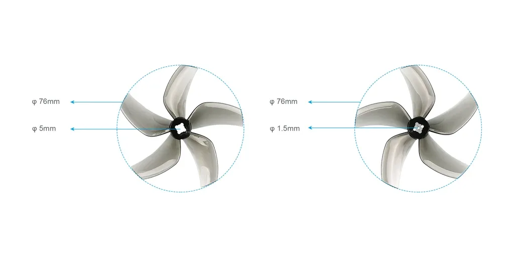 Gemfan D76 5-Blade Propellers 5mm Shaft