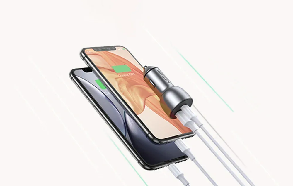 Автомобільний зарядний пристрій Ugreen CD213 USB + USB-C, 36W (сірий)