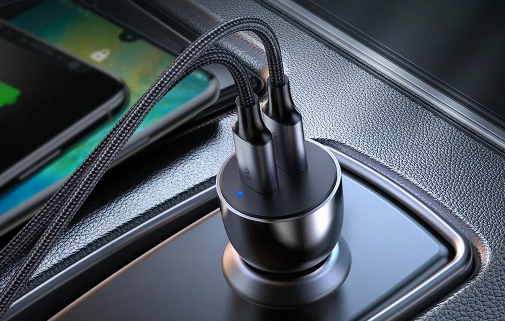 Автомобільний зарядний пристрій Ugreen CD213 USB + USB-C, 36W (сірий)