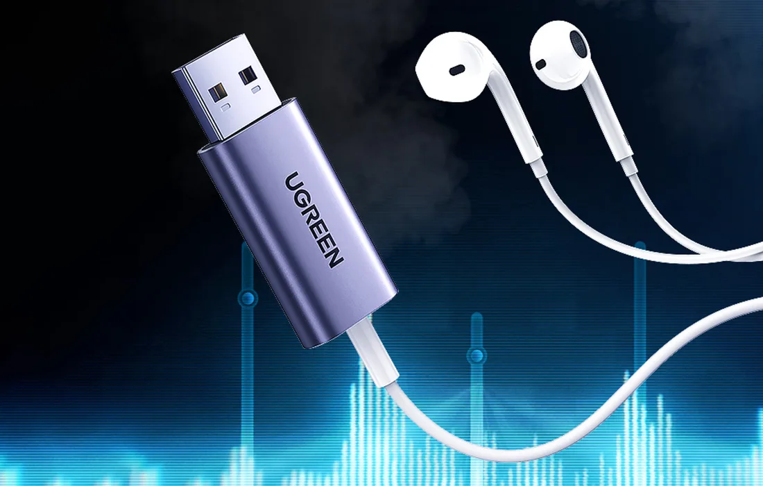 UGREEN CM383 Audio Adapter, USB to 3.5mm mini jack, AUX (gray)