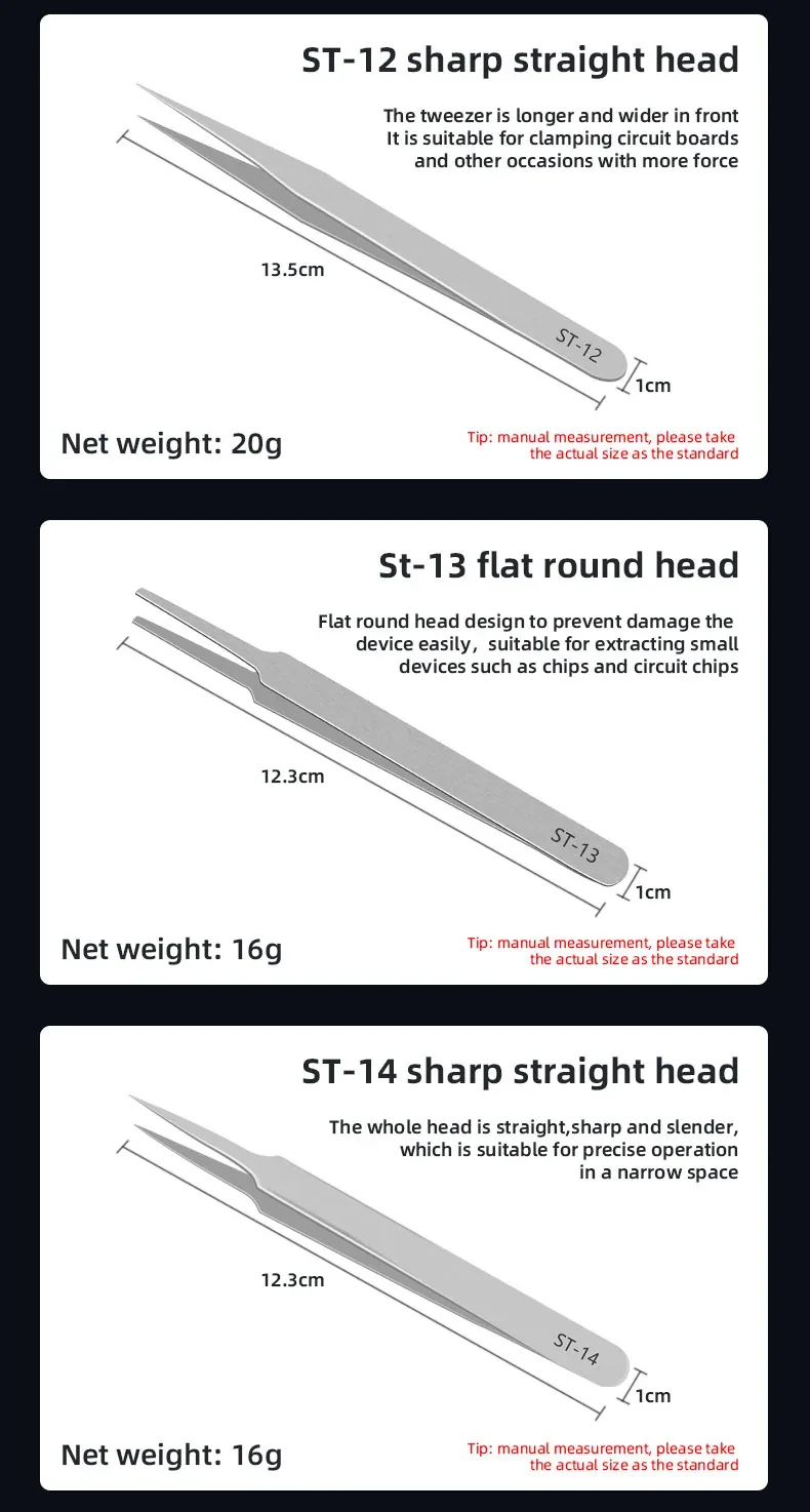 High precision tweezers for DIY repairs and detailed assembly