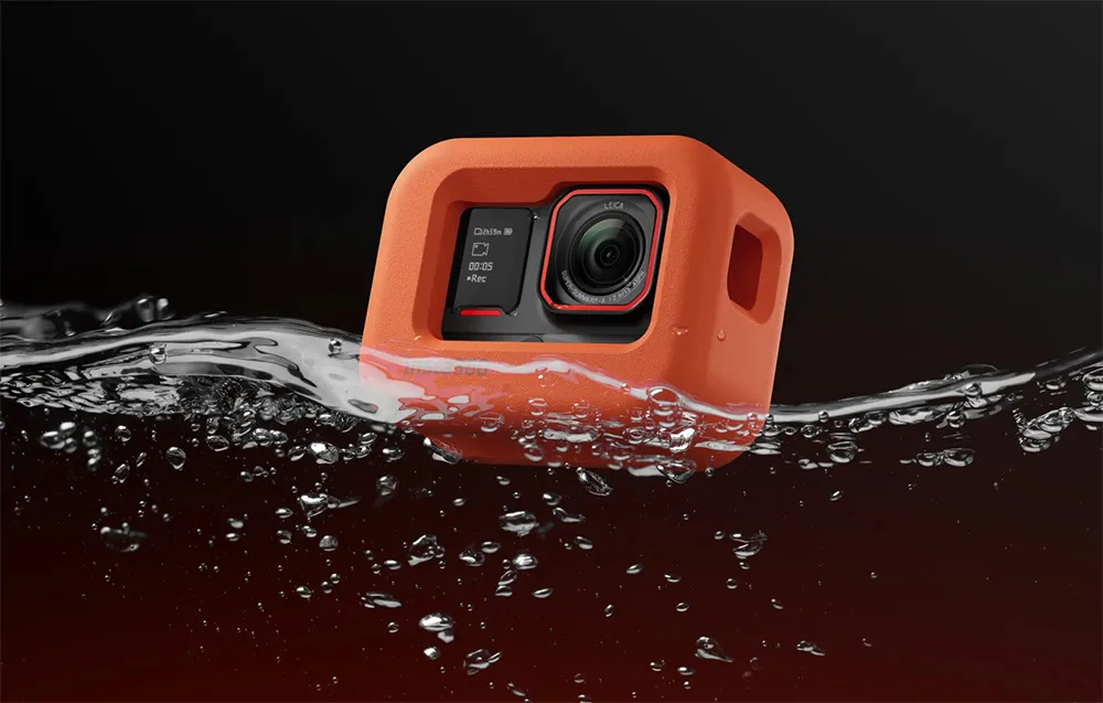 Bright orange Float Guard case for better visibility in water