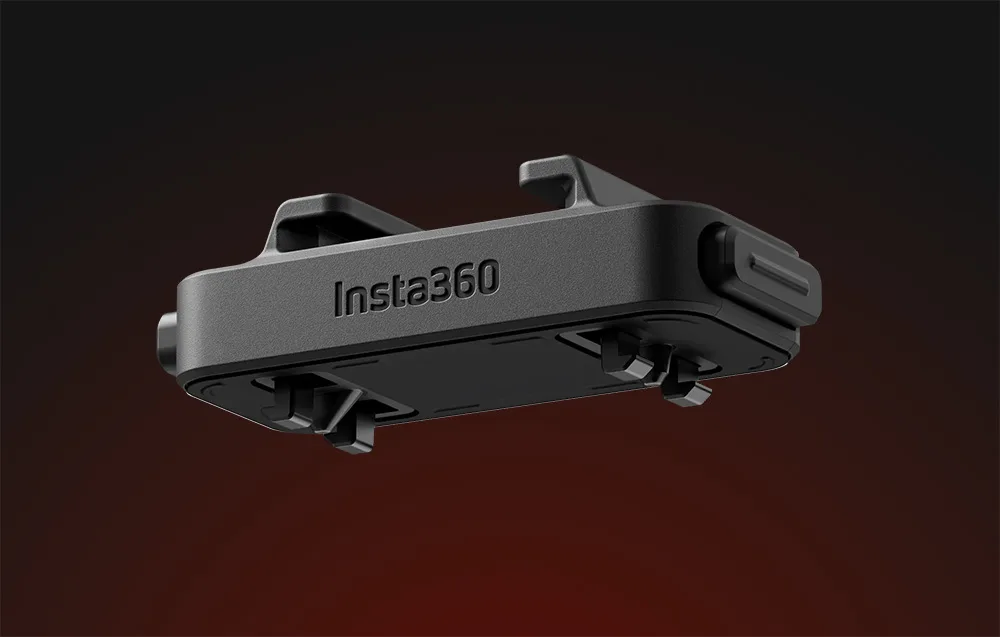 Stable cold shoe mount attached to Insta360 action camera