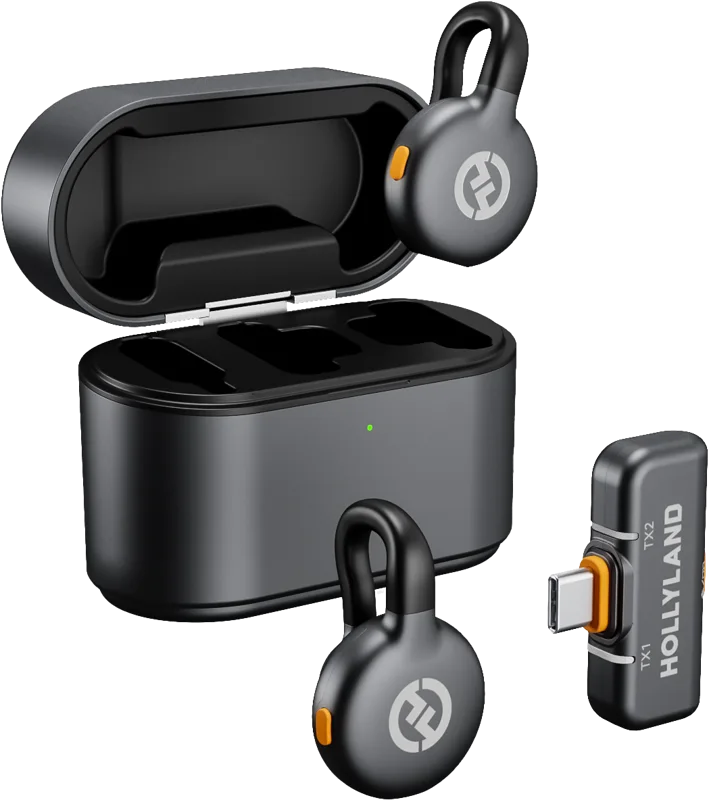 Hollyland LARK M2S Duo wireless lavalier microphone with USB-C in Space Grey