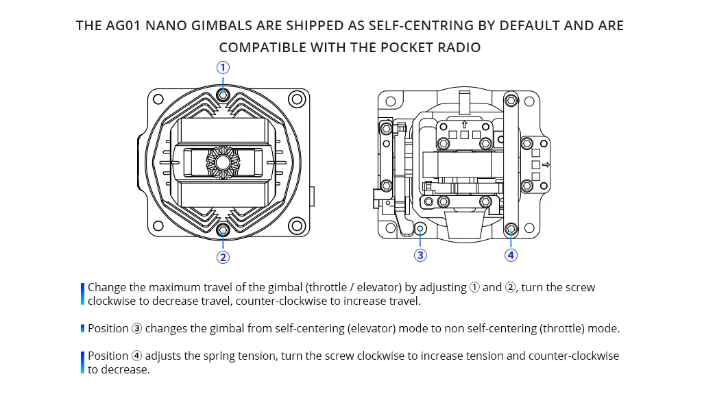 AG01 NANO CNC Hall Gimbals for Pocket Radio