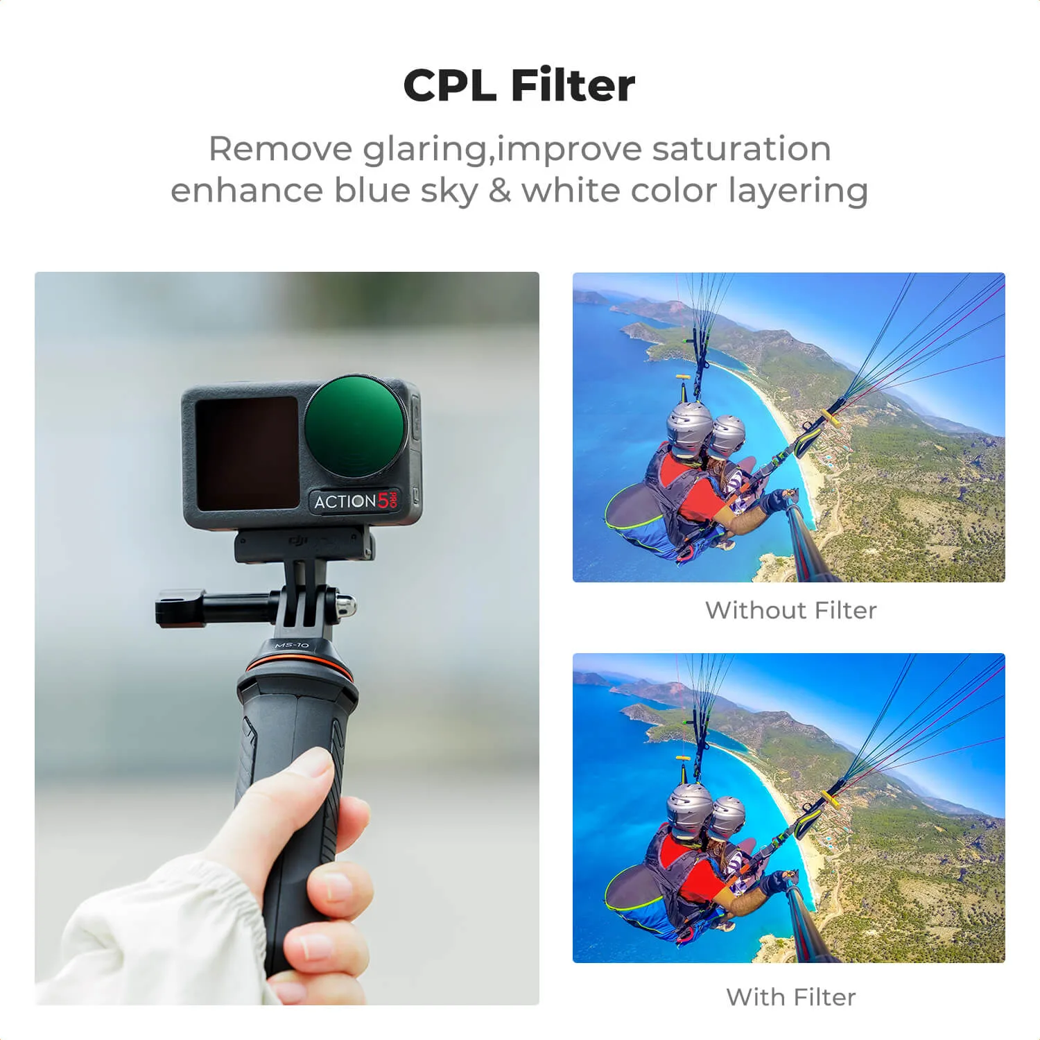 Zestaw 6 filtrów ND+CPL K&F Concept do kamery DJI Osmo Action 4 / 5 Pro