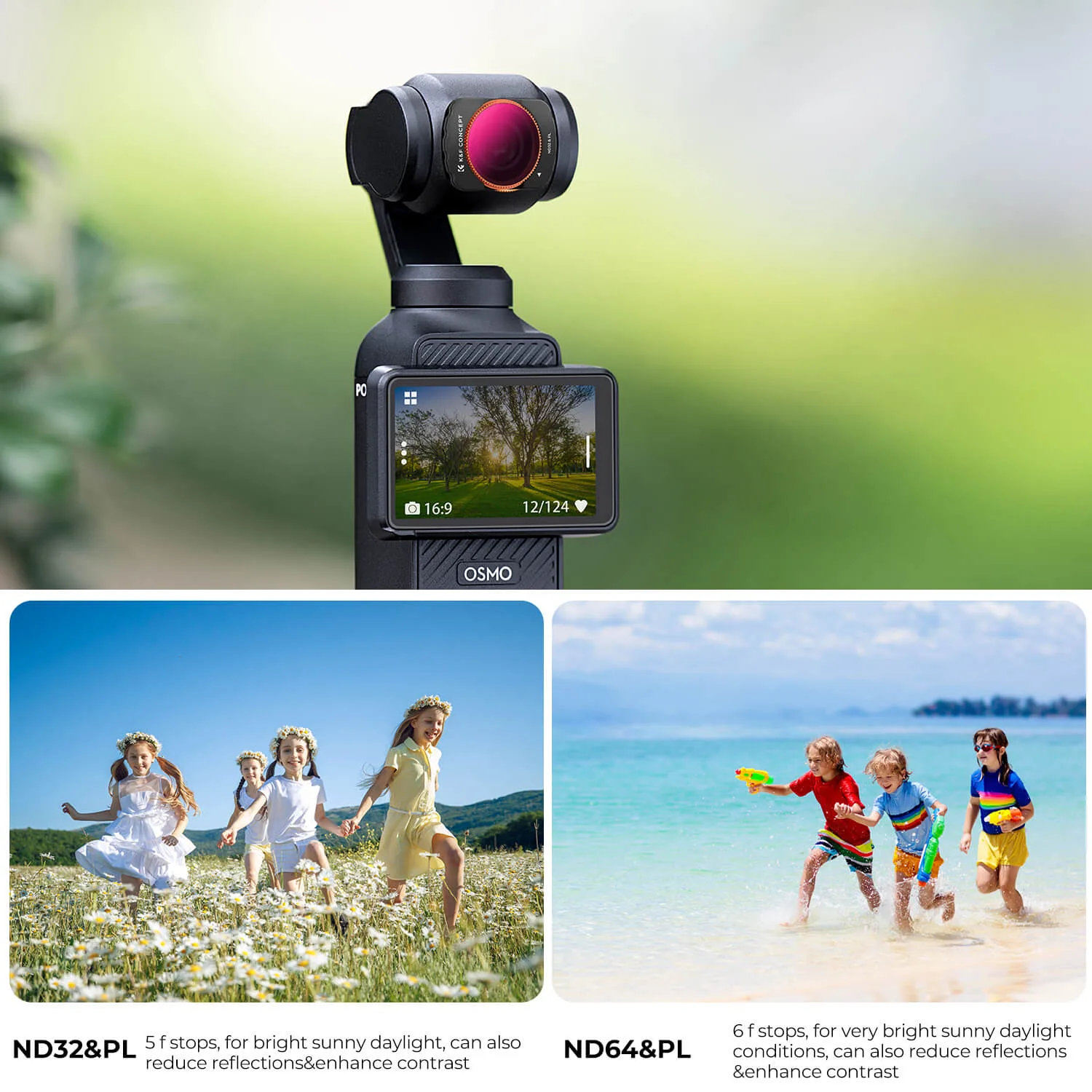 Zestaw 4 filtrów ND/PL K&F Concept do kamery DJI Osmo Pocket 3 / 4