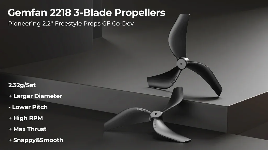 Gemfan 2218 3-Blade Propellers (1.5mm Shaft)