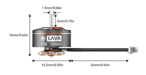 Product image: BETAFPV LAVA 1104 7200KV brushless motor – 24 mm wires (1 pc.)
