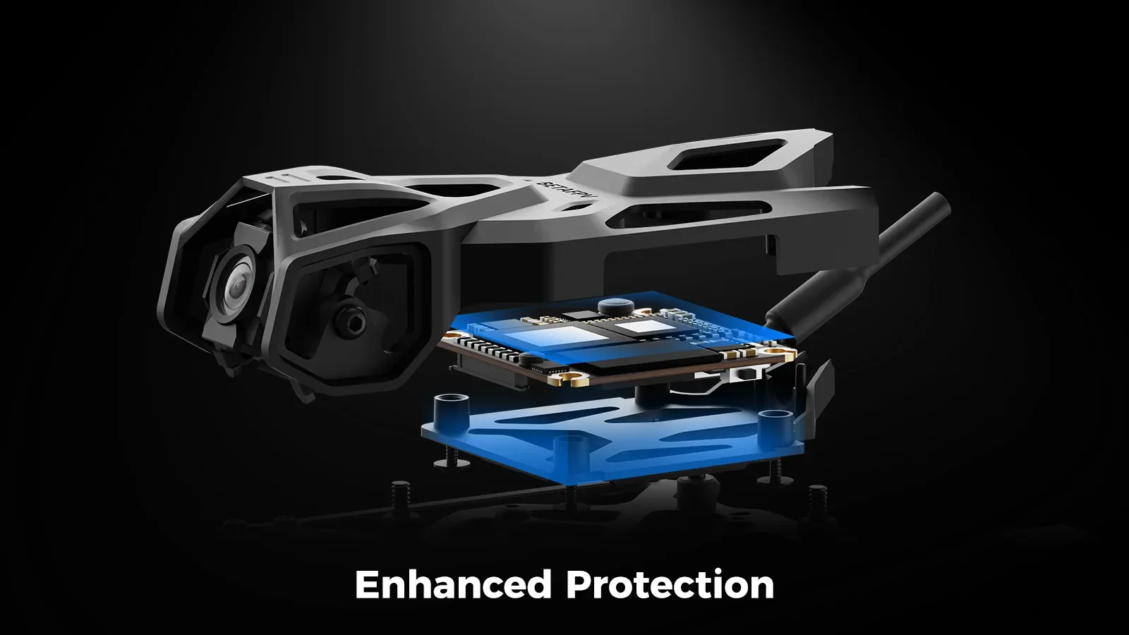 Wzmocniona struktura ochronna mocowania DJI O4 Air Unit w ramie Pavo Femto