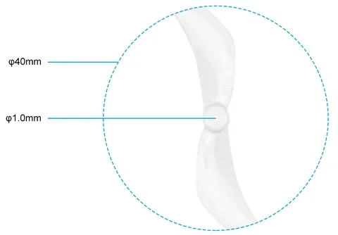 Śmigła Gemfan 40mm 2-łopatkowe (wał 1,0mm 4 sztuki) - przezroczyste