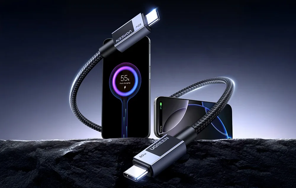Кабель USB-C до USB-C Ugreen L524 PD 3A 1м (сірий)