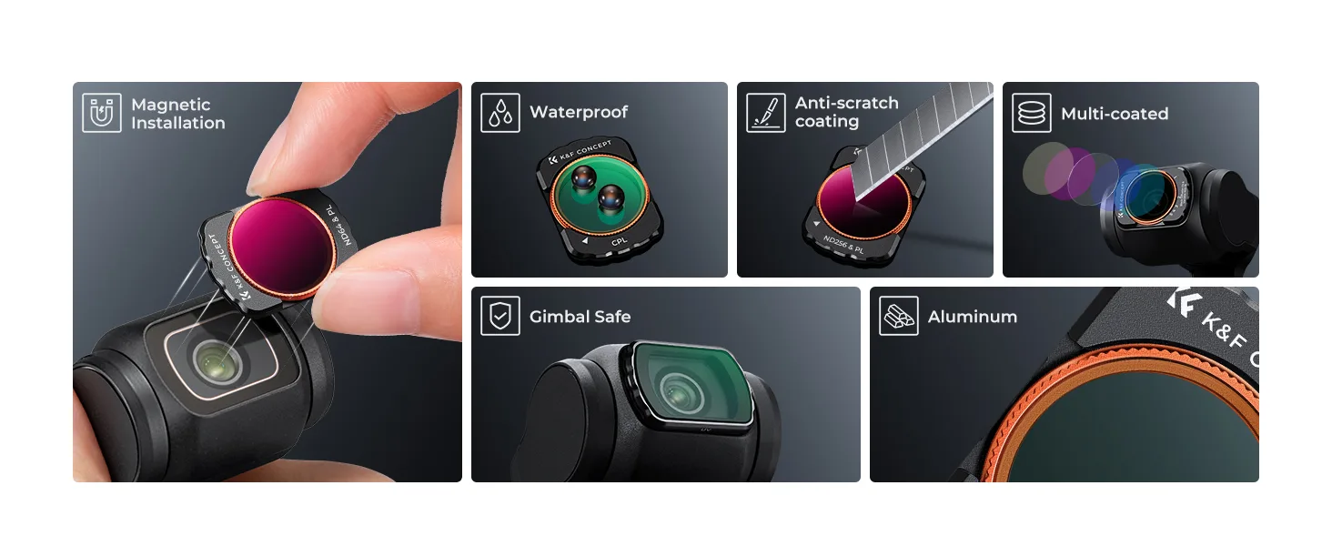 K&F Concept set of 6 UV+CPL+ND/PL filters for camera DJI Osmo Pocket 3