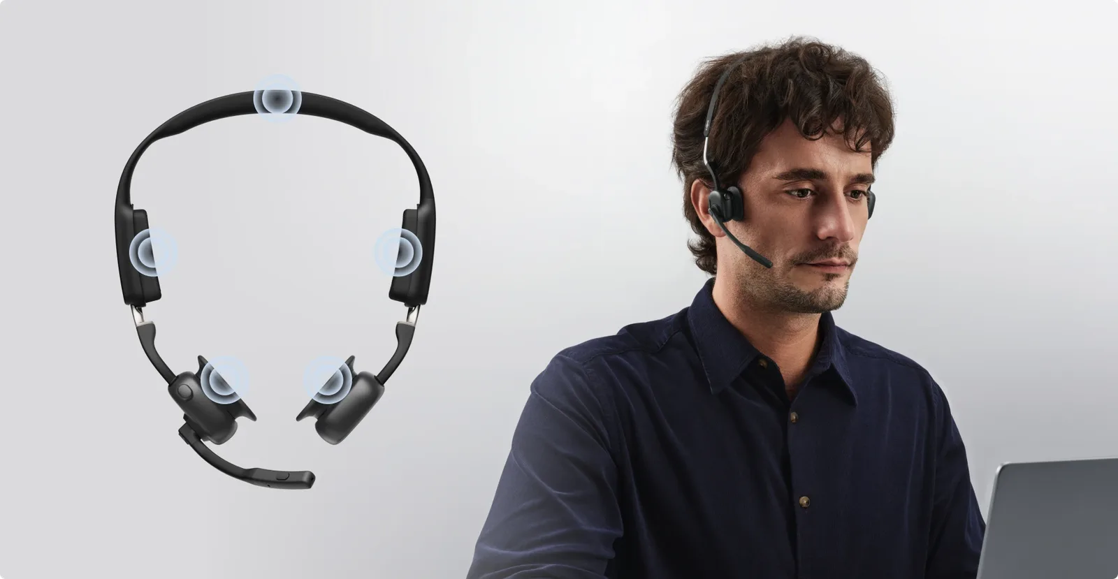 Komfortowa konstrukcja TitaniumFlex - Shokz OpenMeet