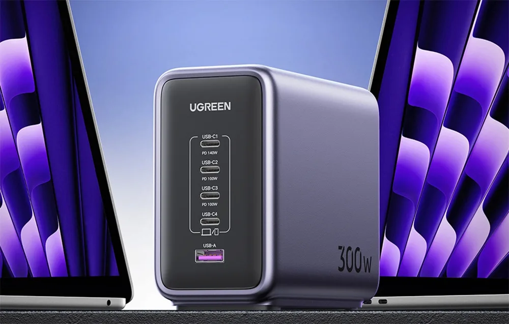 Мережевий зарядний пристрій UGREEN CD333 Nexode 300W чорного кольору