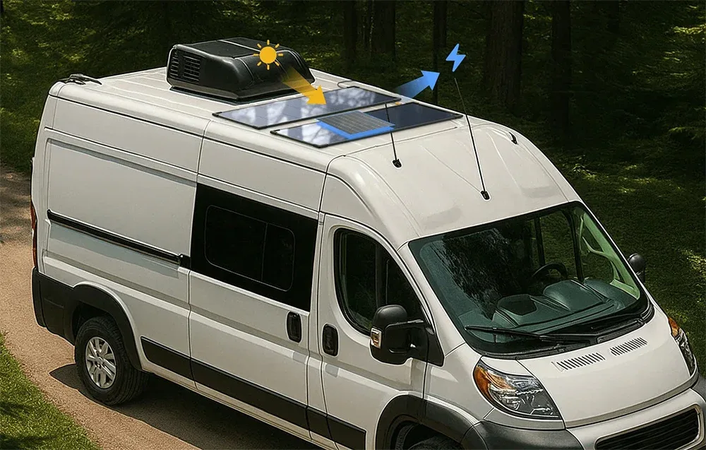 Slim EcoFlow rigid solar panel mounted for low-drag installation