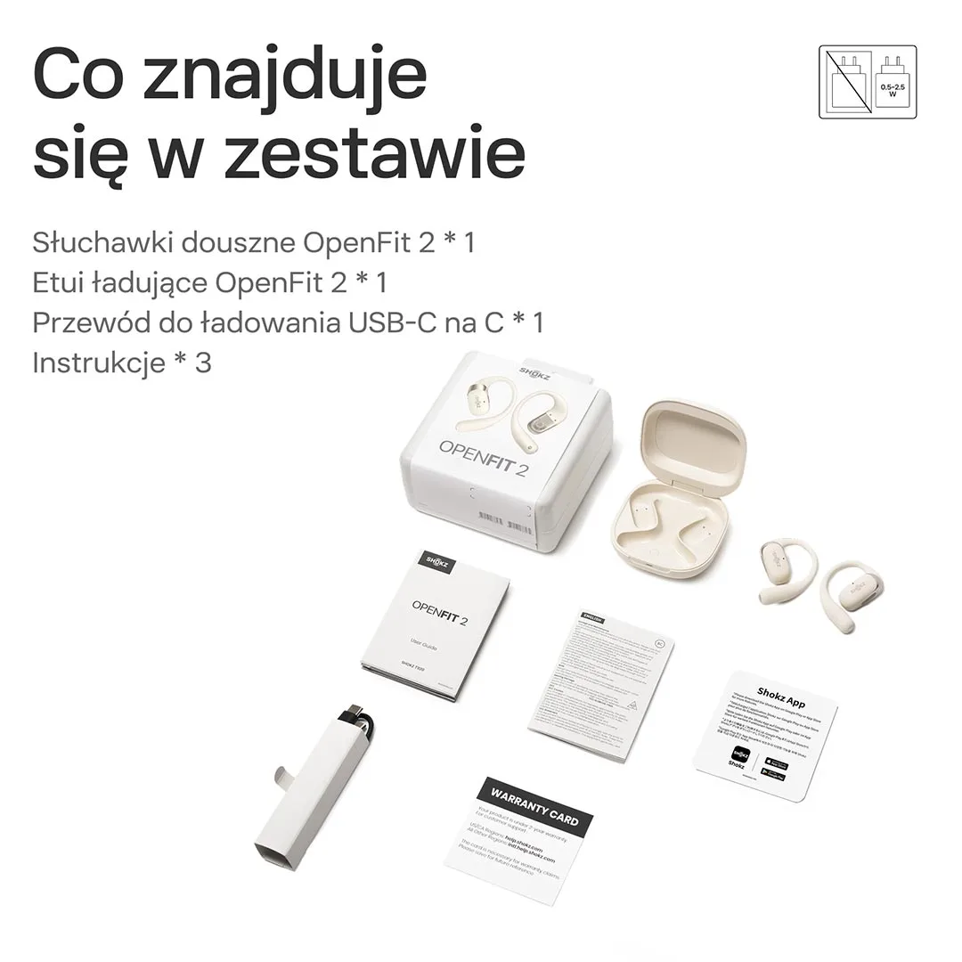 Zawartość zestawu Shokz OpenFit 2