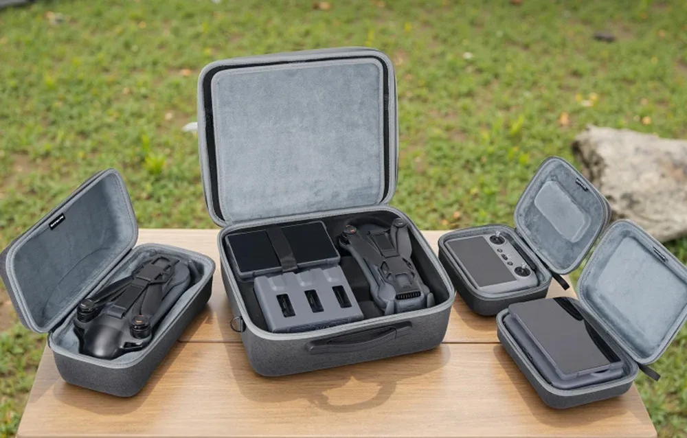 Interior of Sunnylife bag for DJI Mavic 4 Pro with organized compartments