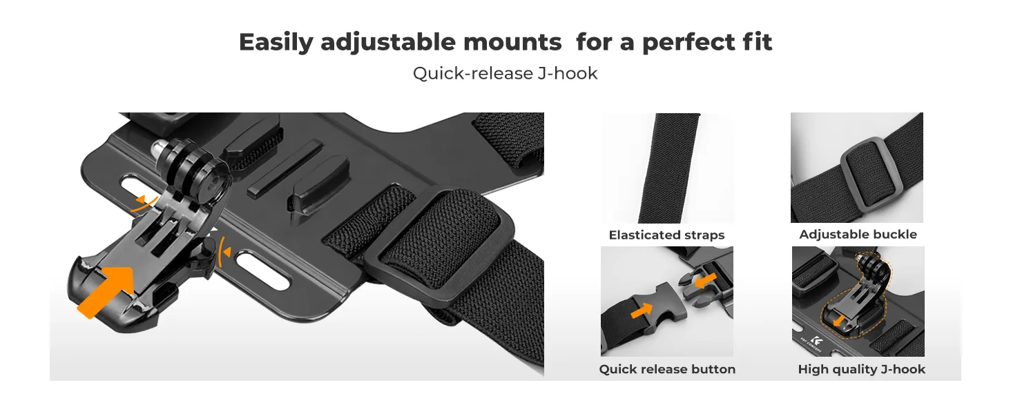 Quick-release action camera mount accessories for sports and vlogging