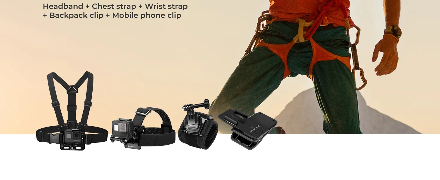 Action camera mounting accessories set by K&F Concept