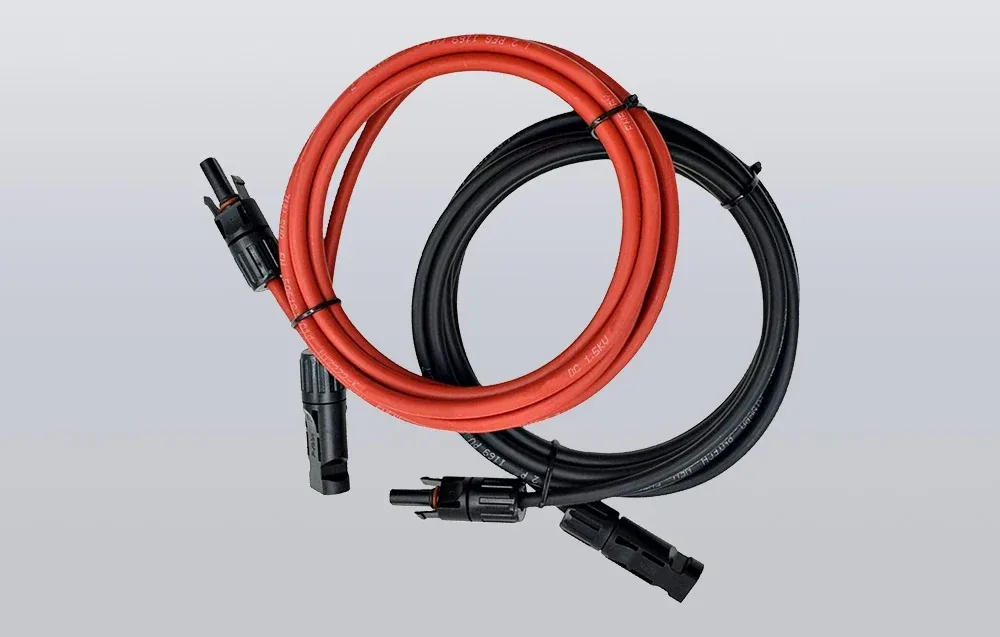 Pair of solar cables with male and female MC4 connectors