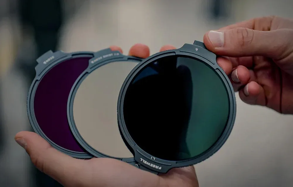Freewell photographic filters held in hands