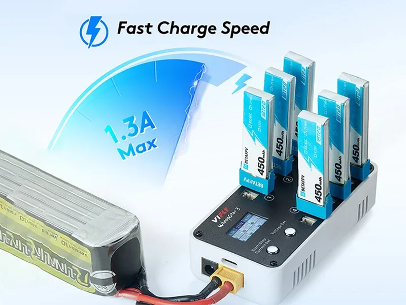 VIFLY WhoopStor 3 compact 1S charger for BT2.0 and PH2.0 batteries