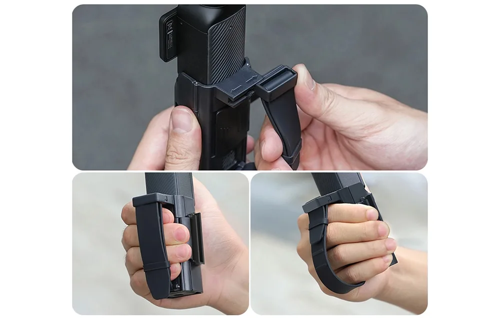Різні способи тримання тримача Sunnylife MJ991 з камерою DJI Osmo Pocket 3